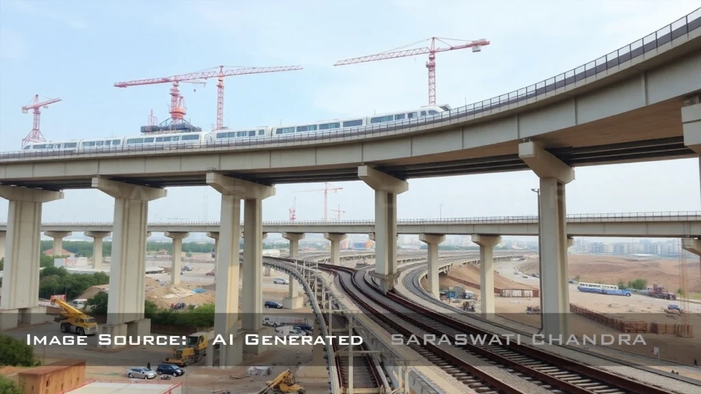 Construction of the elevated viaduct for the bullet train